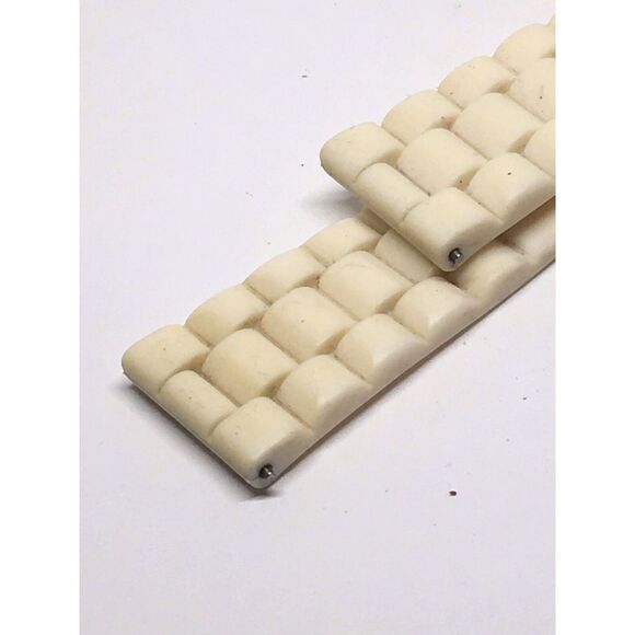 Authentic Fossil Watch Full Band Rubber White Use Parts 2 Piece Strap 18mm A698 - Picture 6 of 8